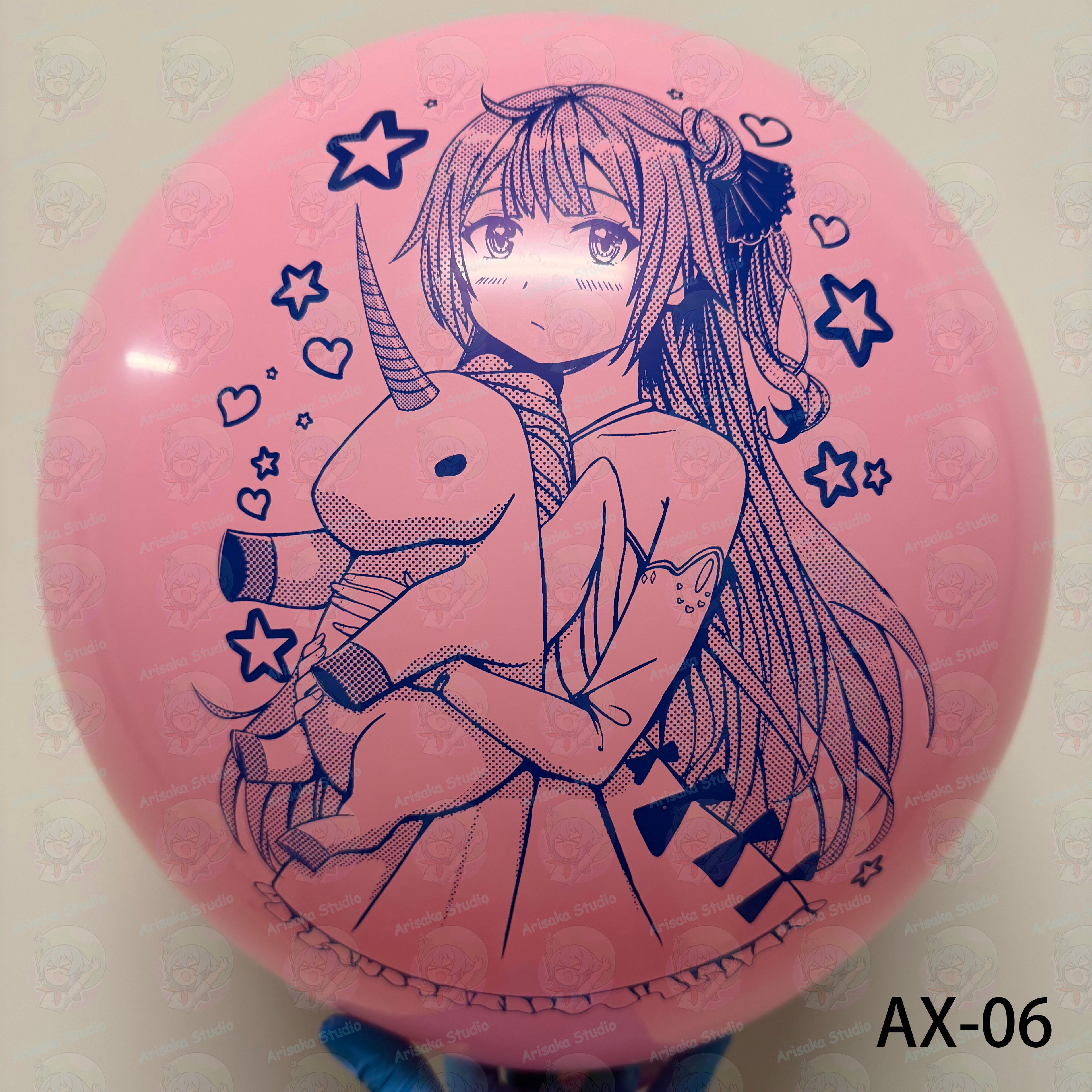 Custom Anime Printed Latex Balloons 24-Inch – Pack of 3, Assorted Colors | Arisaka Studio AX Series