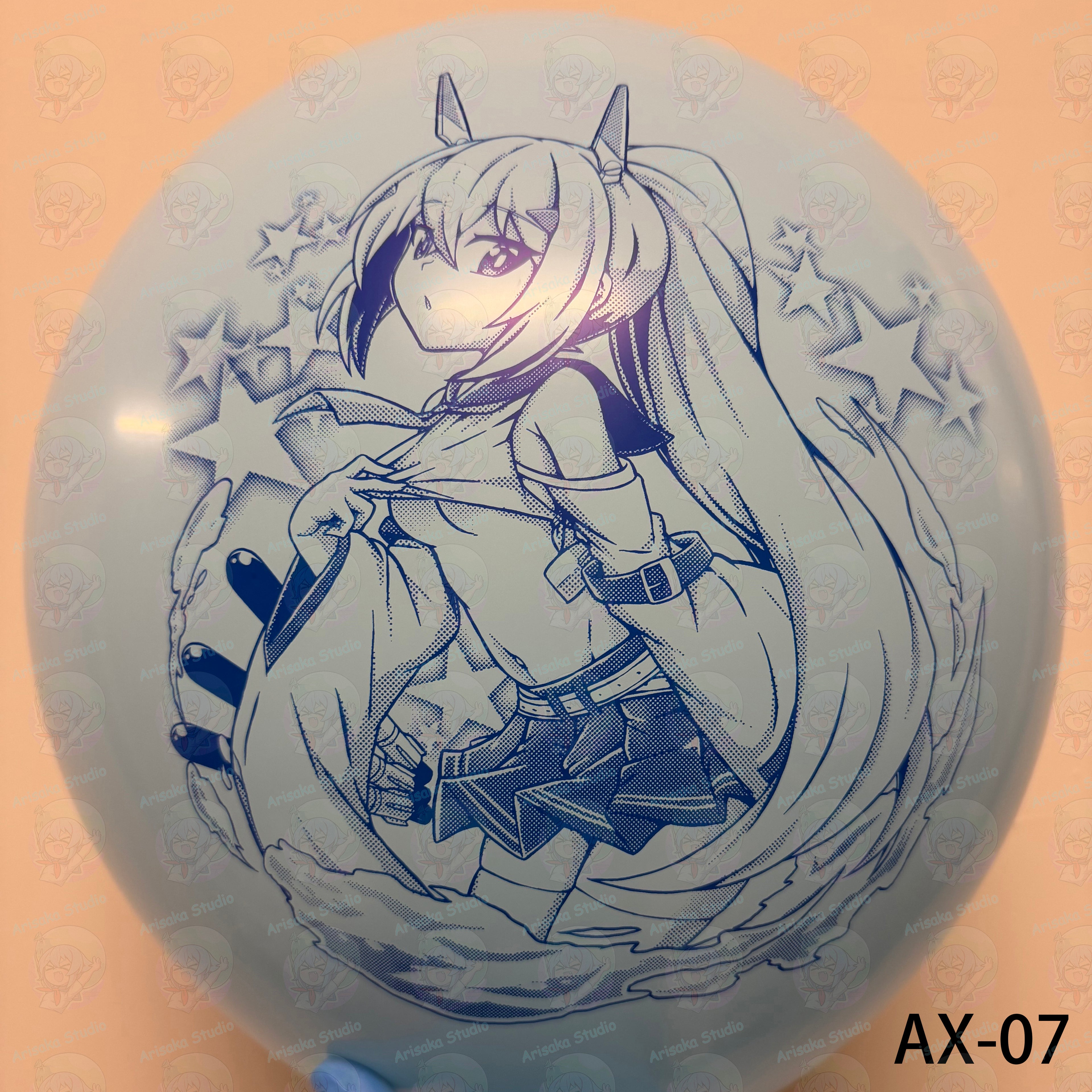 Custom Anime Printed Latex Balloons 24-Inch – Pack of 3, Assorted Colors | Arisaka Studio AX Series